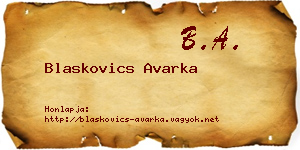 Blaskovics Avarka névjegykártya